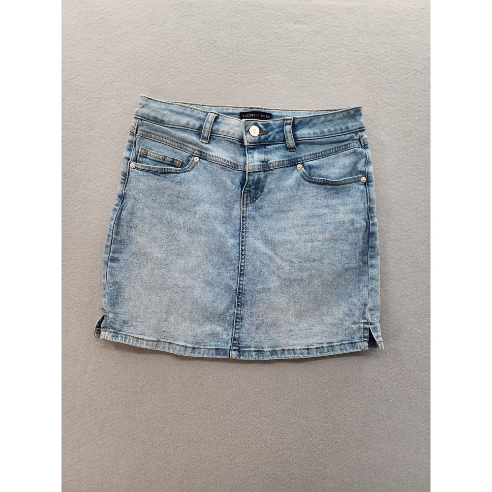 Sincerely Jules‎ Light Acid Wash Denim Mini Skirt Size 5/27 Stretch Jean Y2K